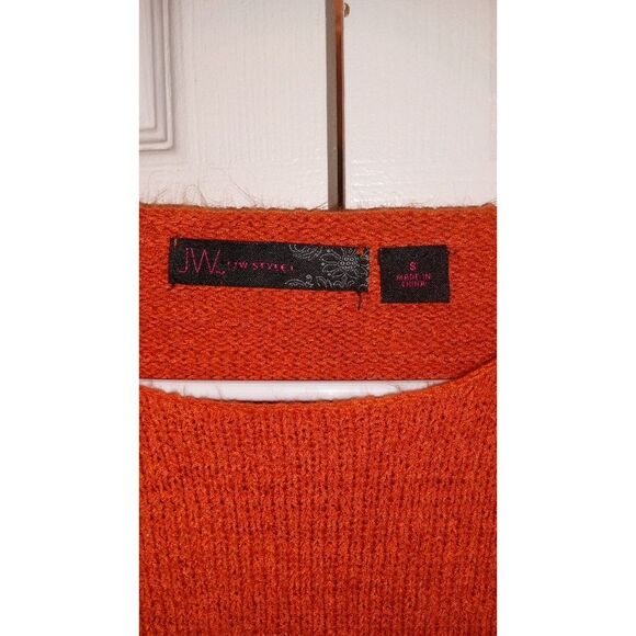 JW Style Orange, White, And Brown Stripped Women's Knit Top Small - Picture 3 of 6